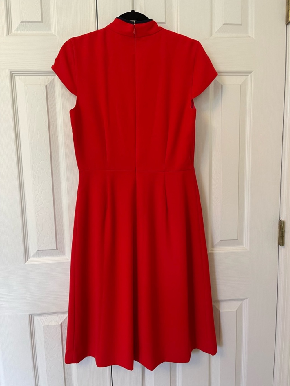 NWT J. Crew Red & Navy 365 Crepe Tie-neck Dress - Picture 5 of 15